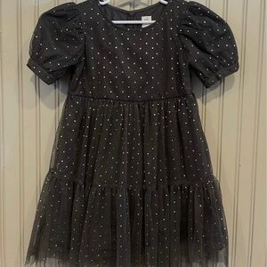 Gap Grey & Silver Polka Dot Tiered Dress